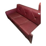 Red leather sofa 70s folding bed