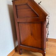 Secretary with drop-down front, signed Jean Laick, master cabinetmaker, cherry wood.