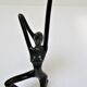 Sculptural candlestick anthropomorphic bronze blackened with woman's figure 70s