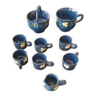 Poterie savoyarde Marnaz Service à café bleu