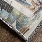 Aquarelle 1920, cadre bois sculpté argenté
