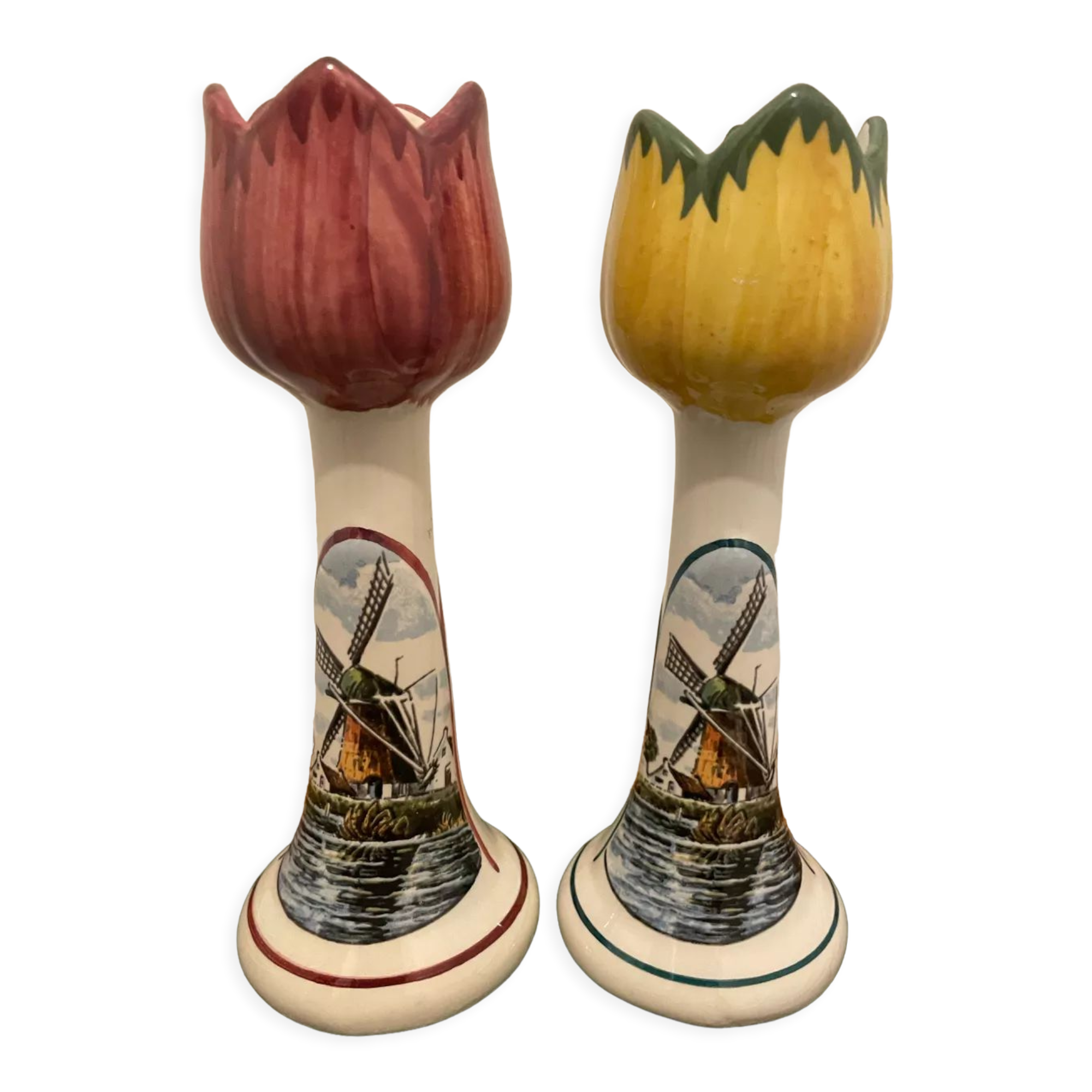 Vintage tulip candlesticks