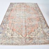 5x9 Pale Red & Green Turkish Vintage Rug, 165x267Cm