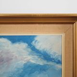 Painting „The Village in the Clouds”, Scandinavian design, 1970s