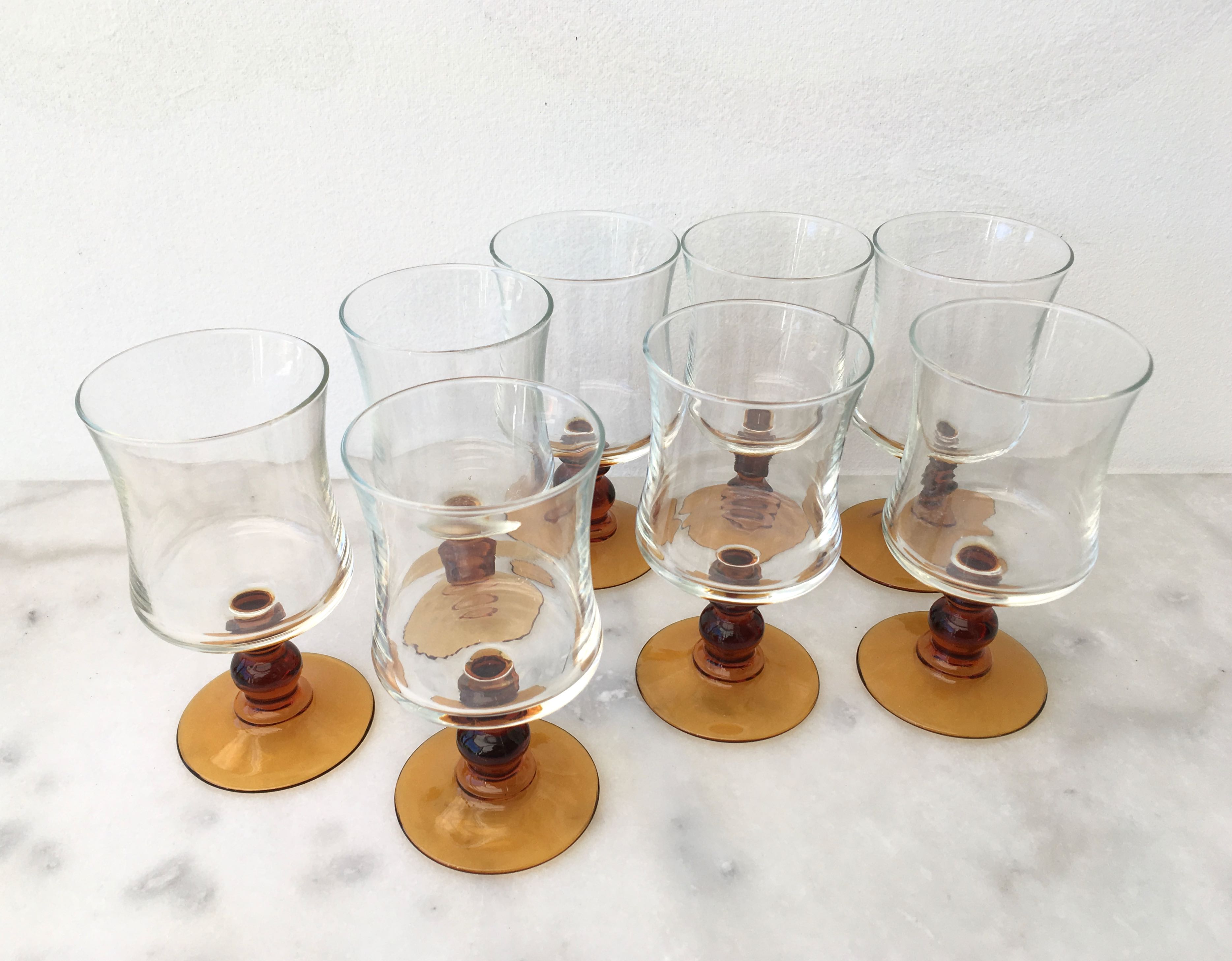 Set of 8 vintage wine glasses
