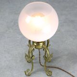 Mid-century Brass and Glass Table Lamp
