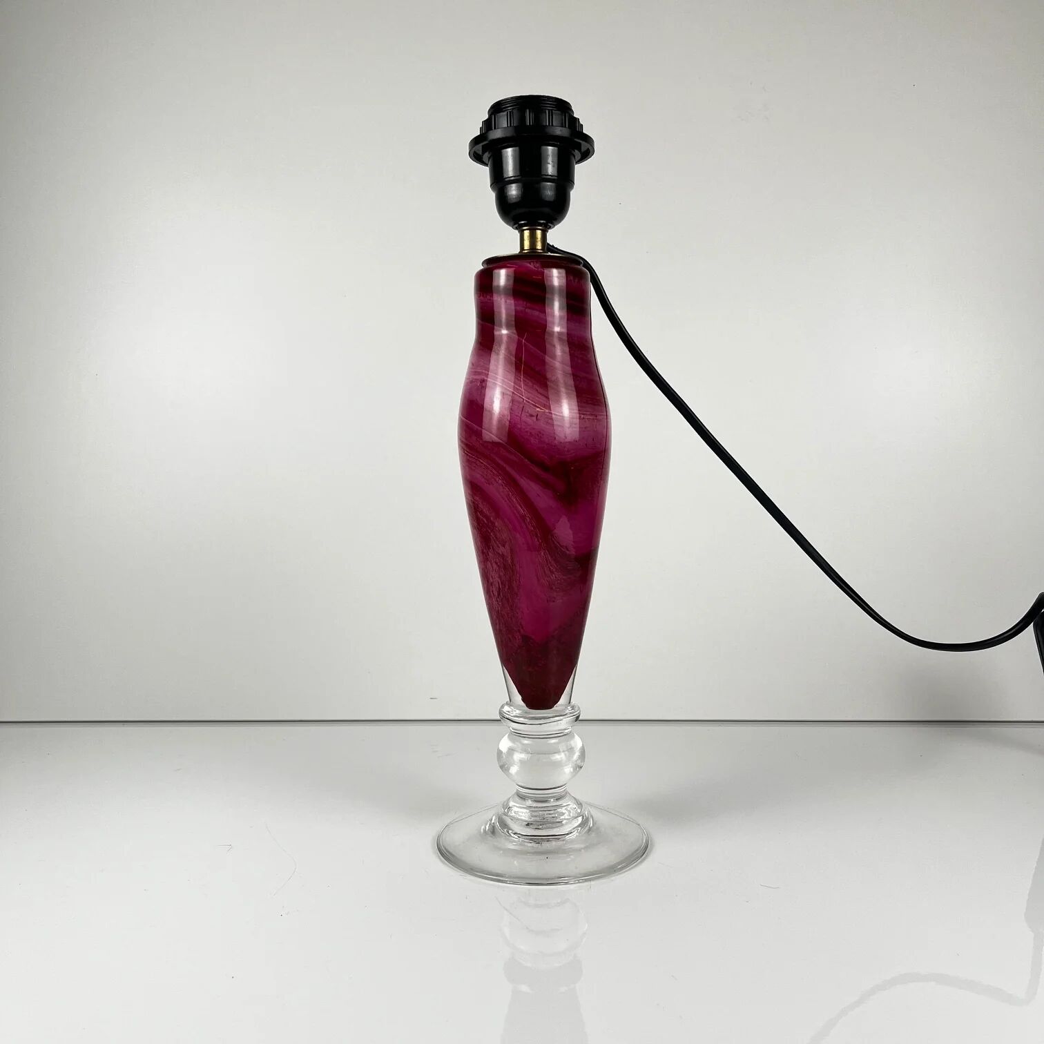 Marbled pink glass lamp base by René Courson (1980/90)