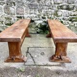 Pair of solid oak benches