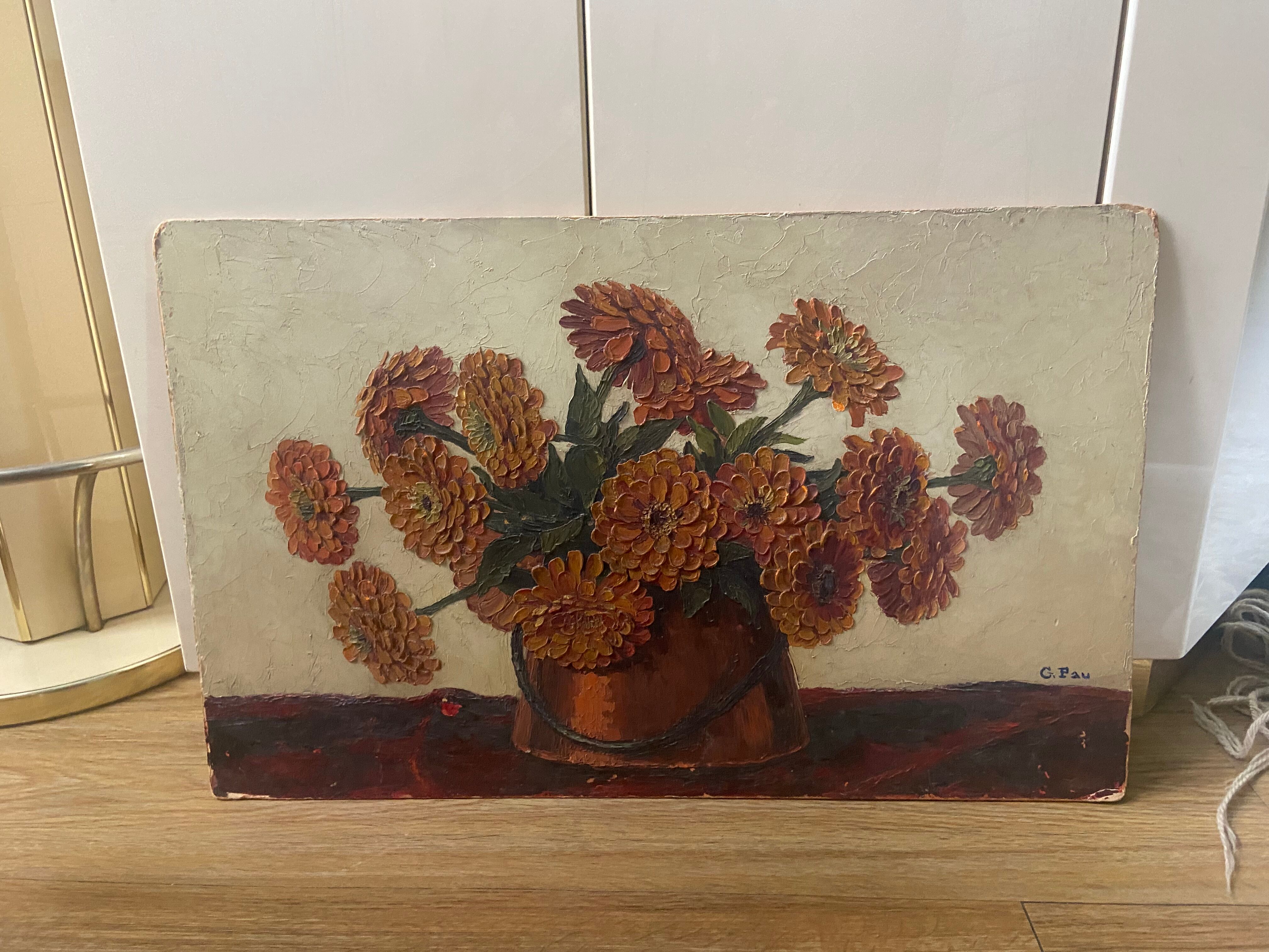 Oil on vintage cardboard