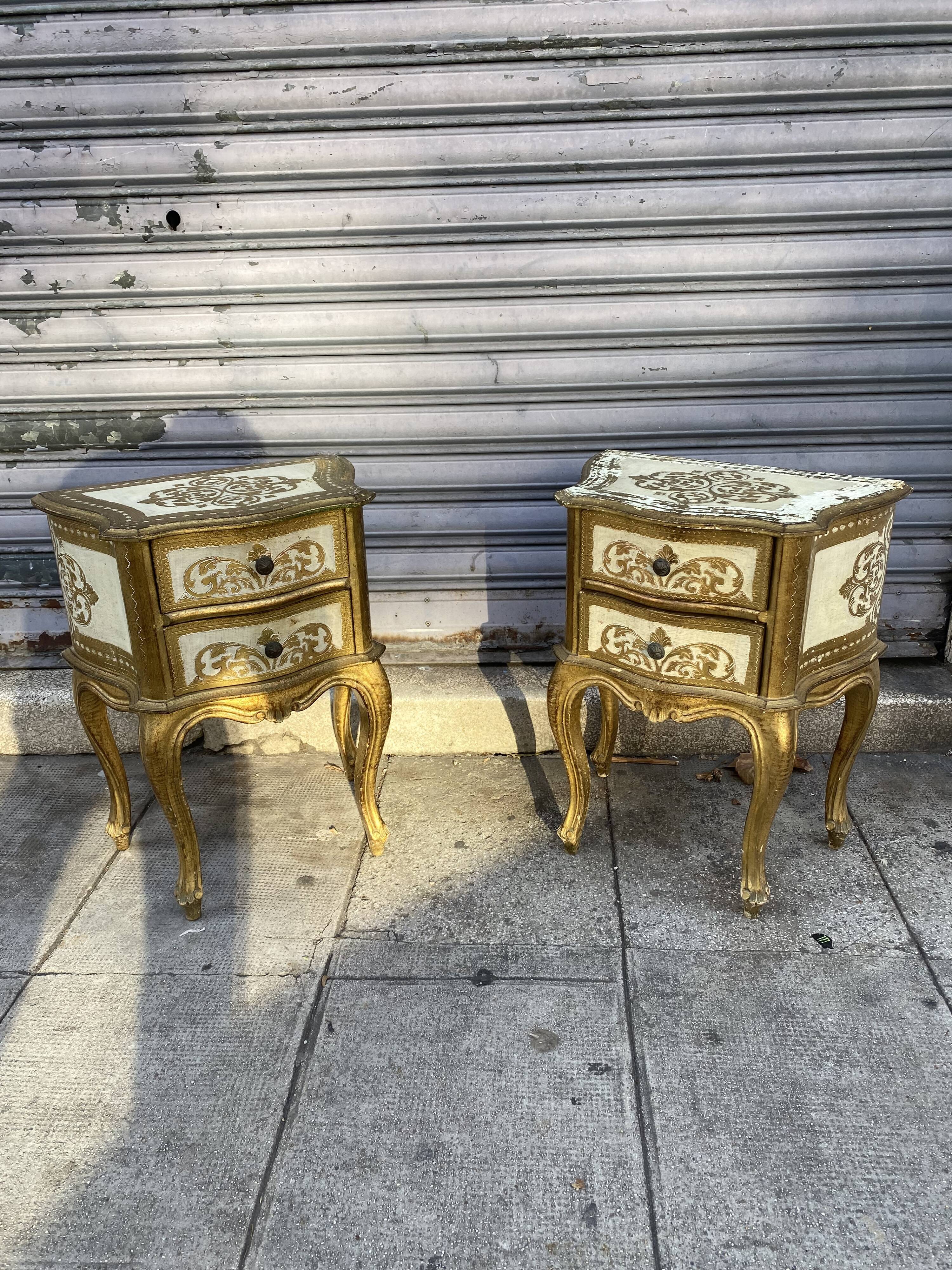 Venetian wooden bedside pair