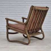 1970s, Scandinavian armchair, original very good condition, bamboo, leather.
