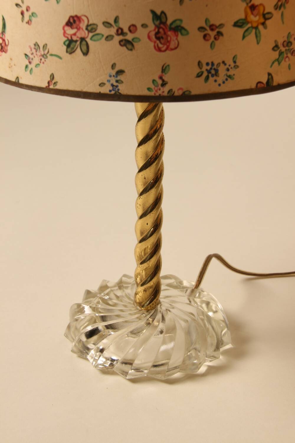 Pair of lamps with hand-painted floral shades