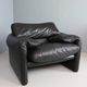 Vico Magistretti Maralunga Black Leather Lounge Chair for Cassina, 1980s