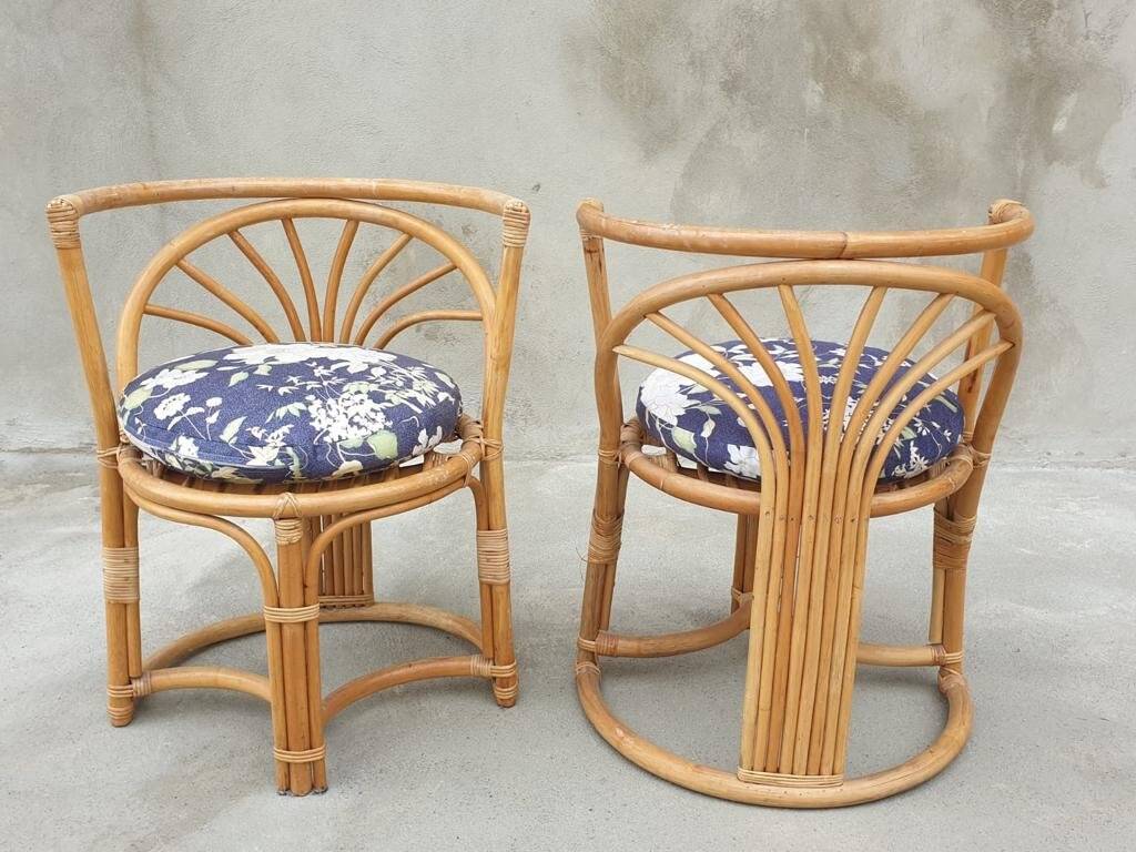 Bamboo chairs, Italy, 1960s, set of 3