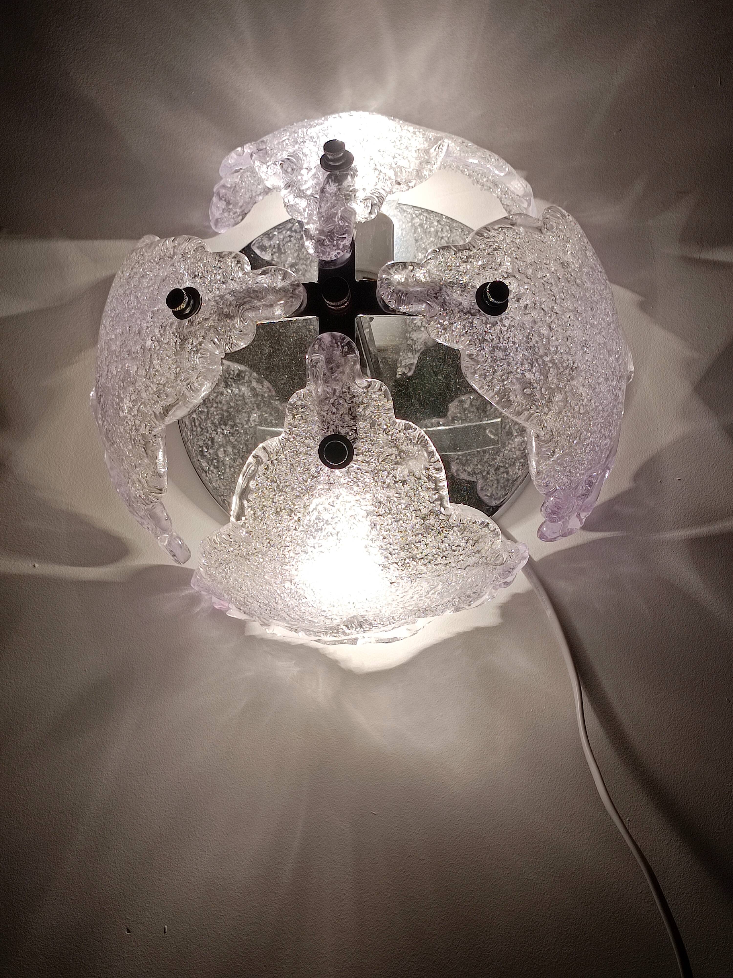 Wall light ice glass Murano 1970s