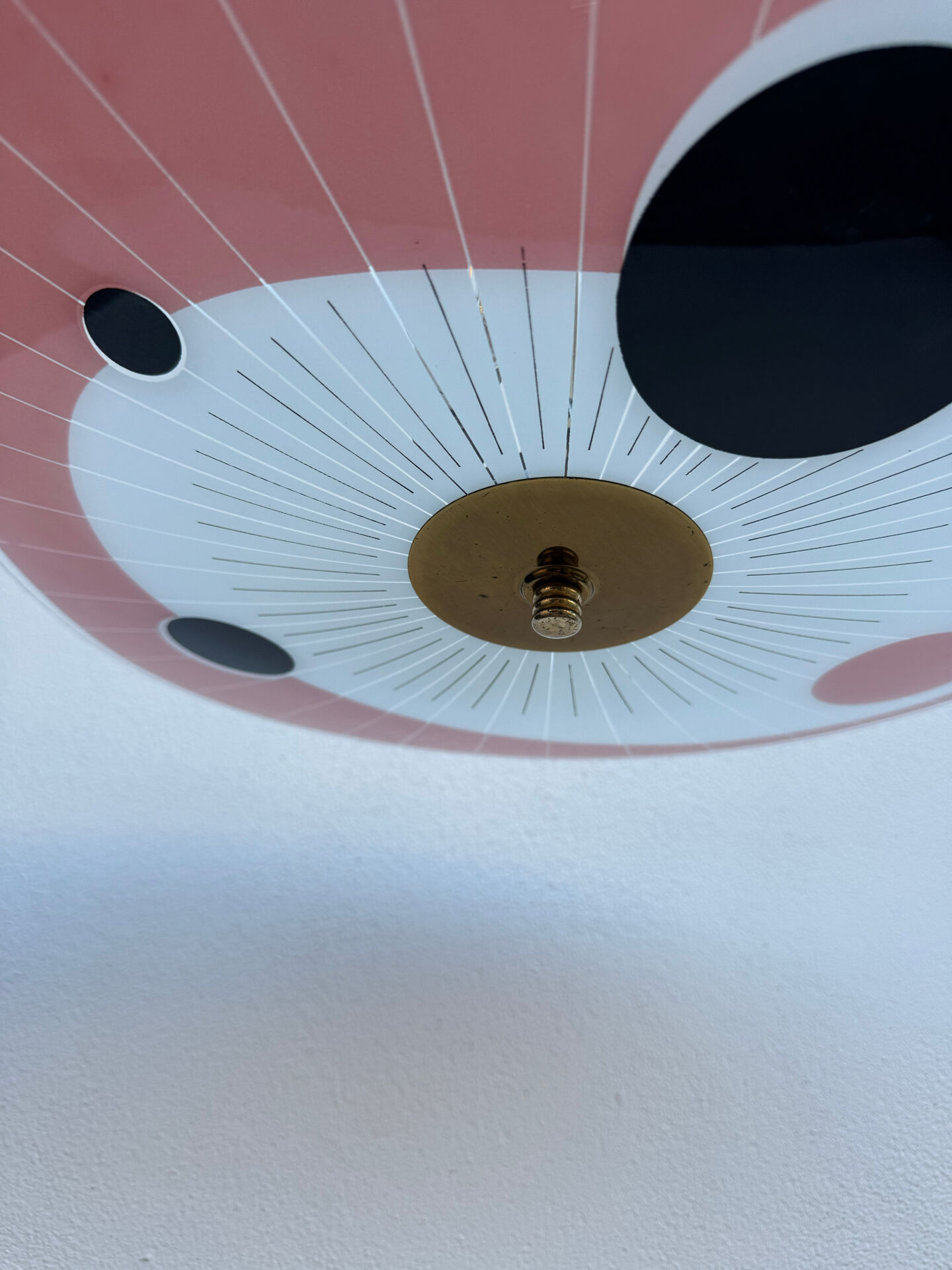 Screen-printed glass pendant from the 1960s