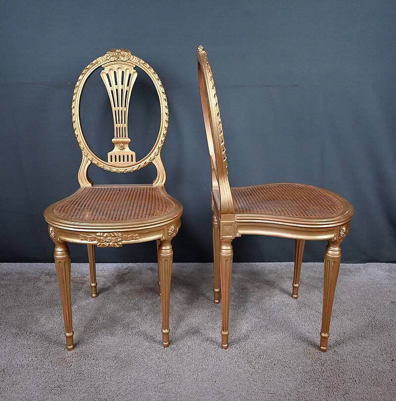 Paire de Chaises en Bois Doré, style Louis XVI – Début XXe