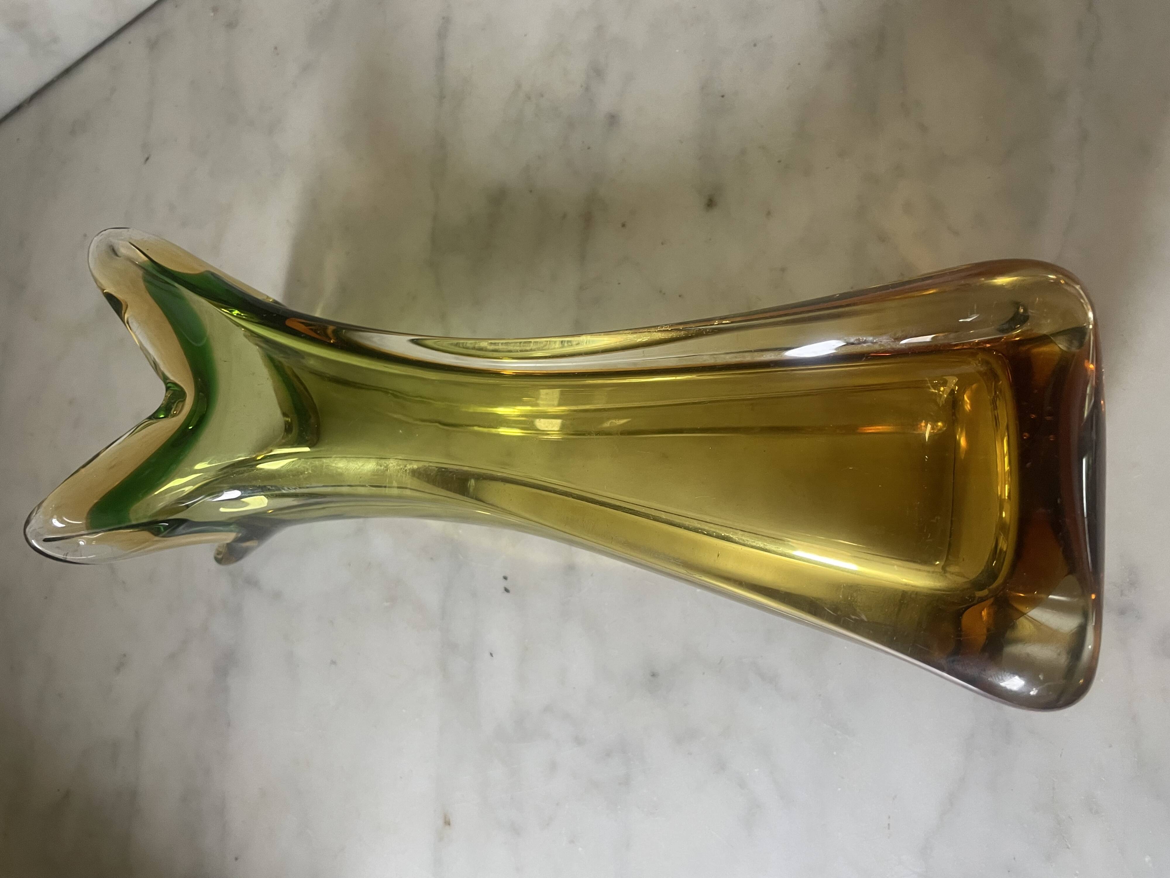 Amber Murano glass vase circa 1960