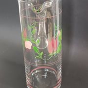 Carafe and four glasses in painted crystal, Hartzviller crystal factory, 1970