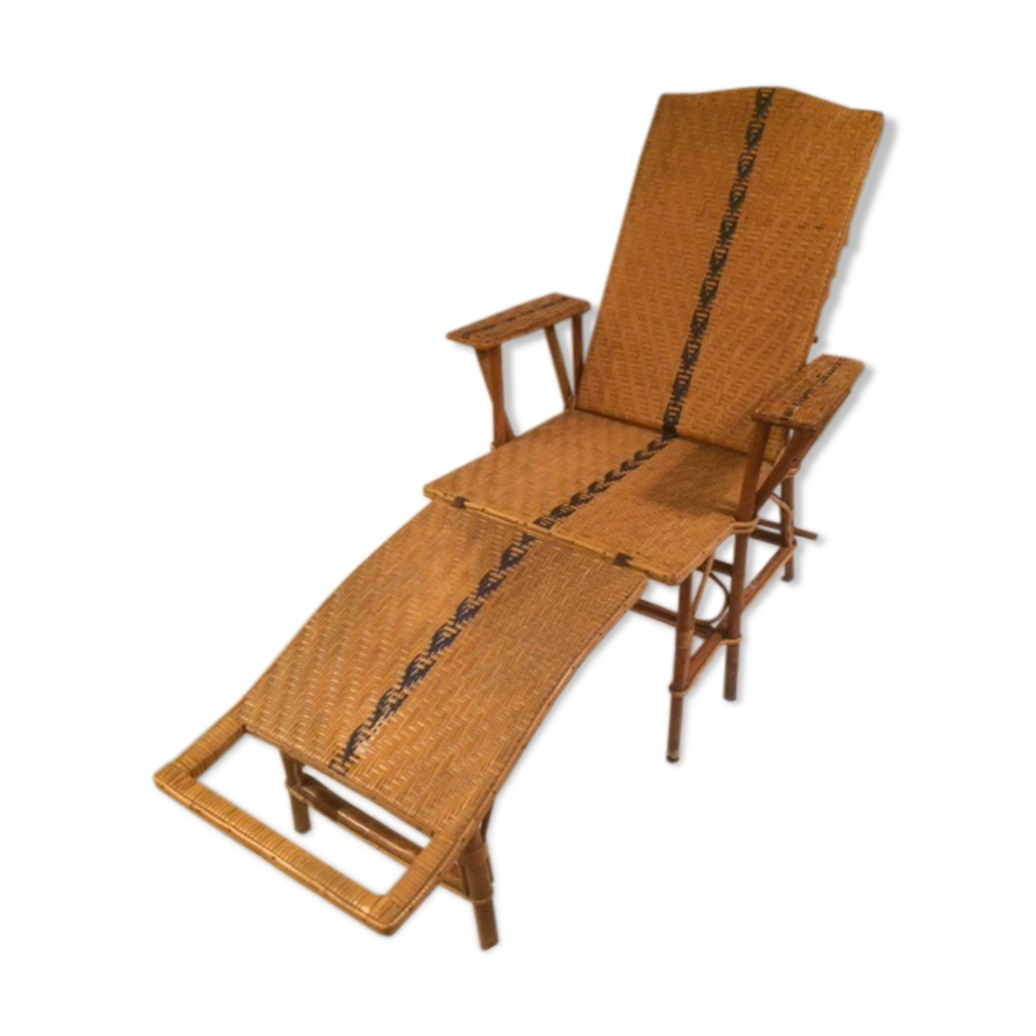 Chaise longue  en rotin milieu 20e siècle