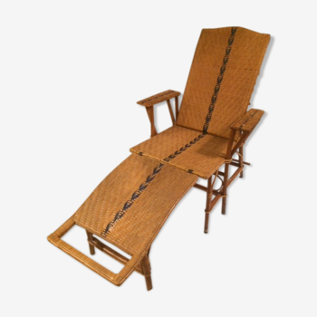 Chaise longue  en rotin milieu 20e siècle