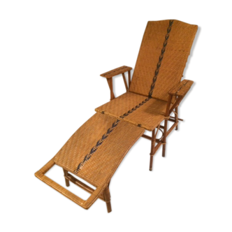 Long chair in rattan mid-20th century