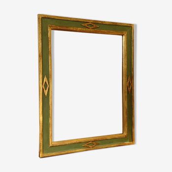 Green and gold mirror with diamonds