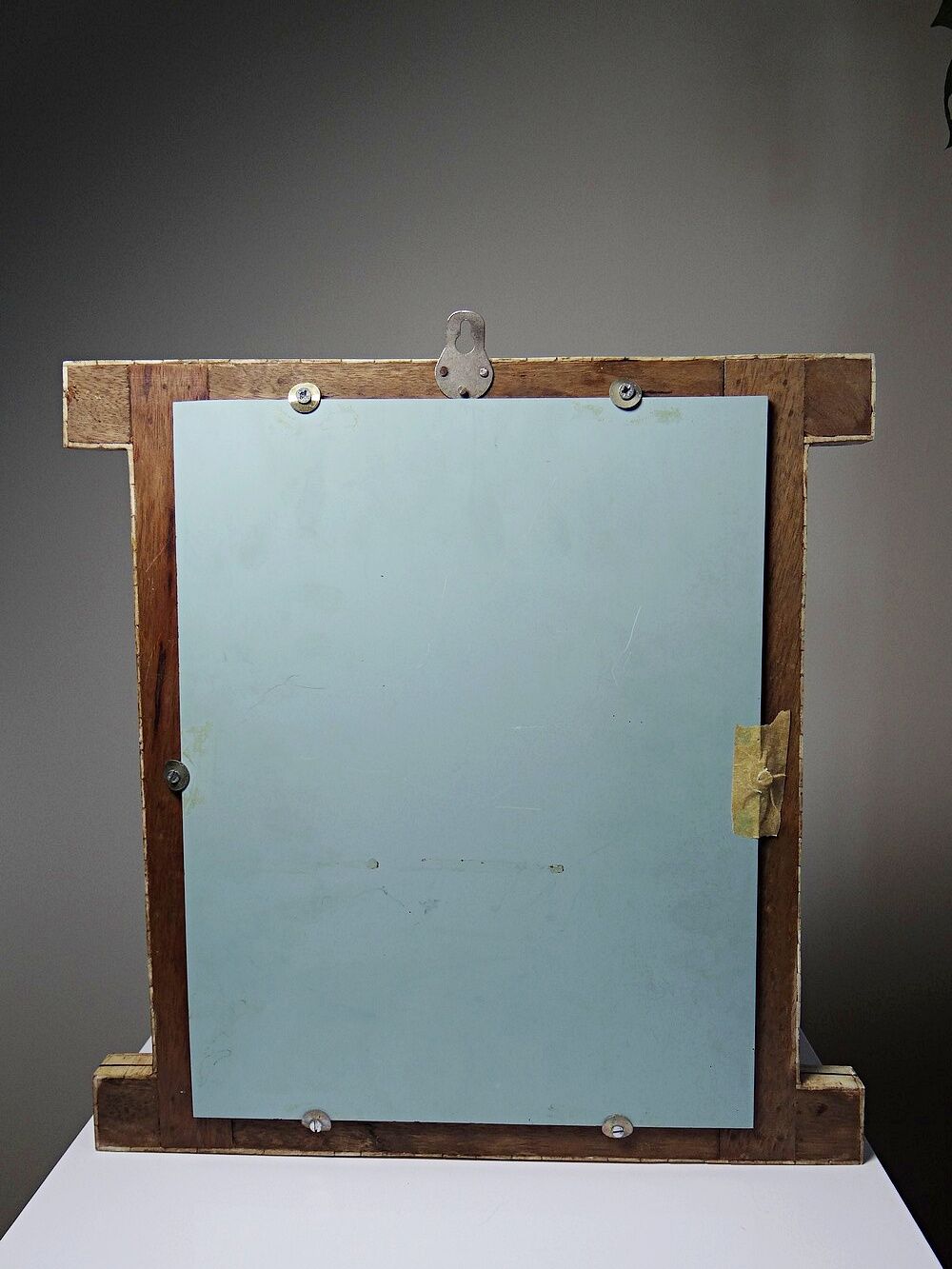 Mirror window Rajasthan in hand-painted bone decor with an ancient horseman from the early 20th century.