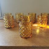 Set of 8 vintage whiskey glasses yellow glass