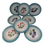 8 assiettes à dessert anciennes en barbotine