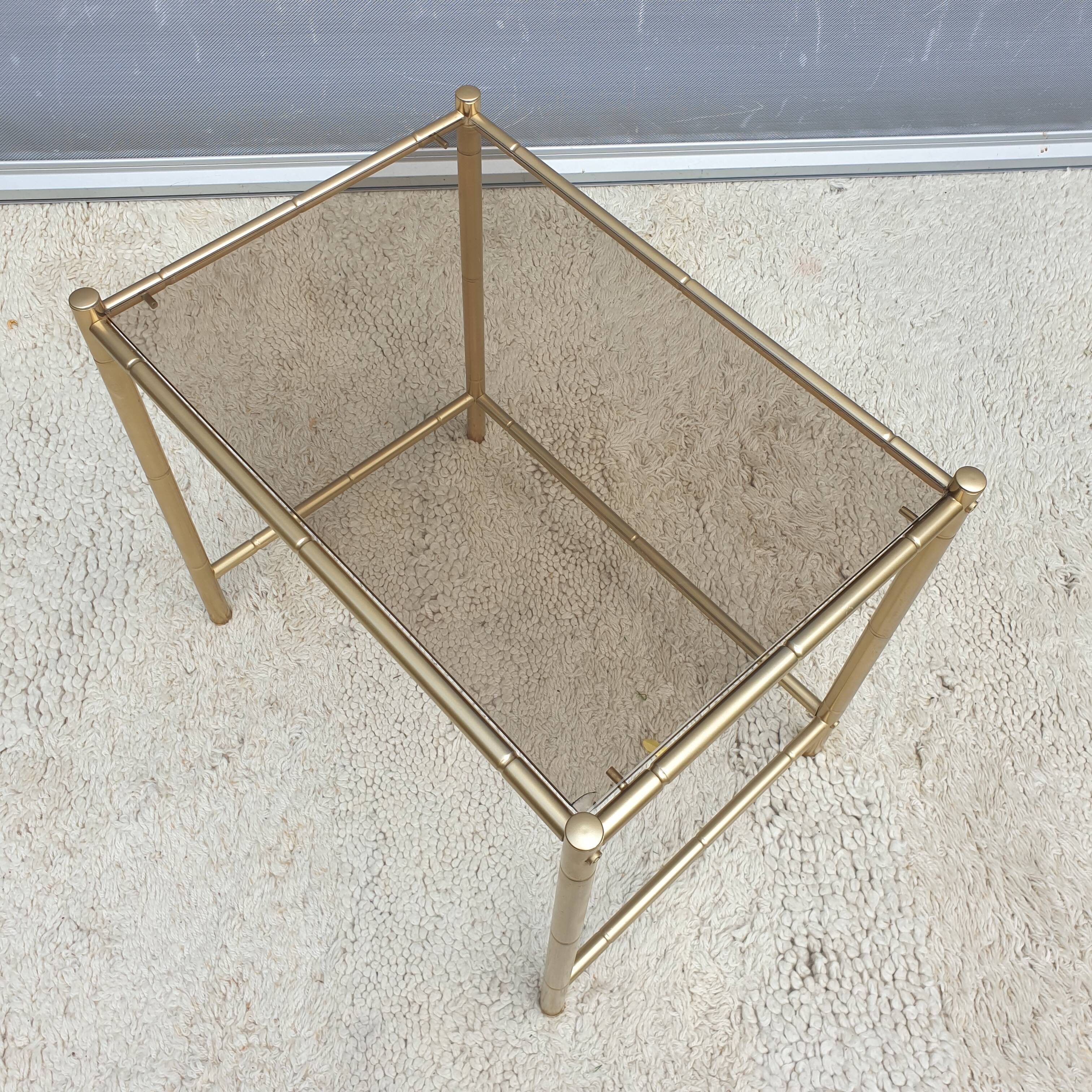 Table basse bambou verre fumé