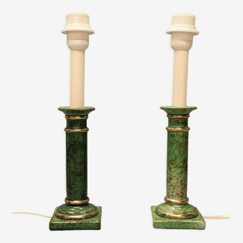 Pair of table lamps in the taste of antique marble columns, 1980s, France