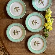 Lot de 8 assiettes à dessert vintage décors d'oiseaux