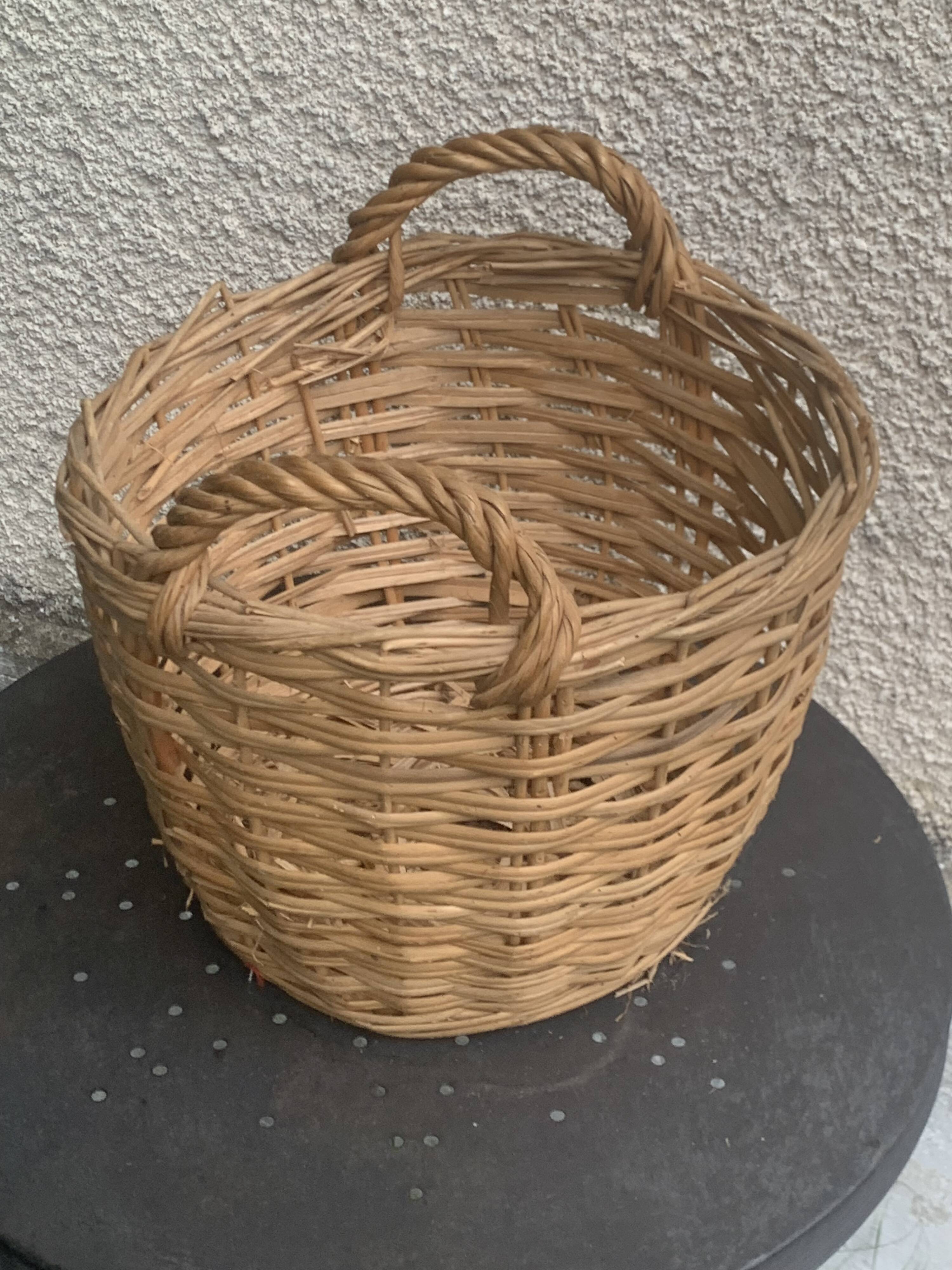 Basket, old Dame Jeanne basket, vintage and artisanal