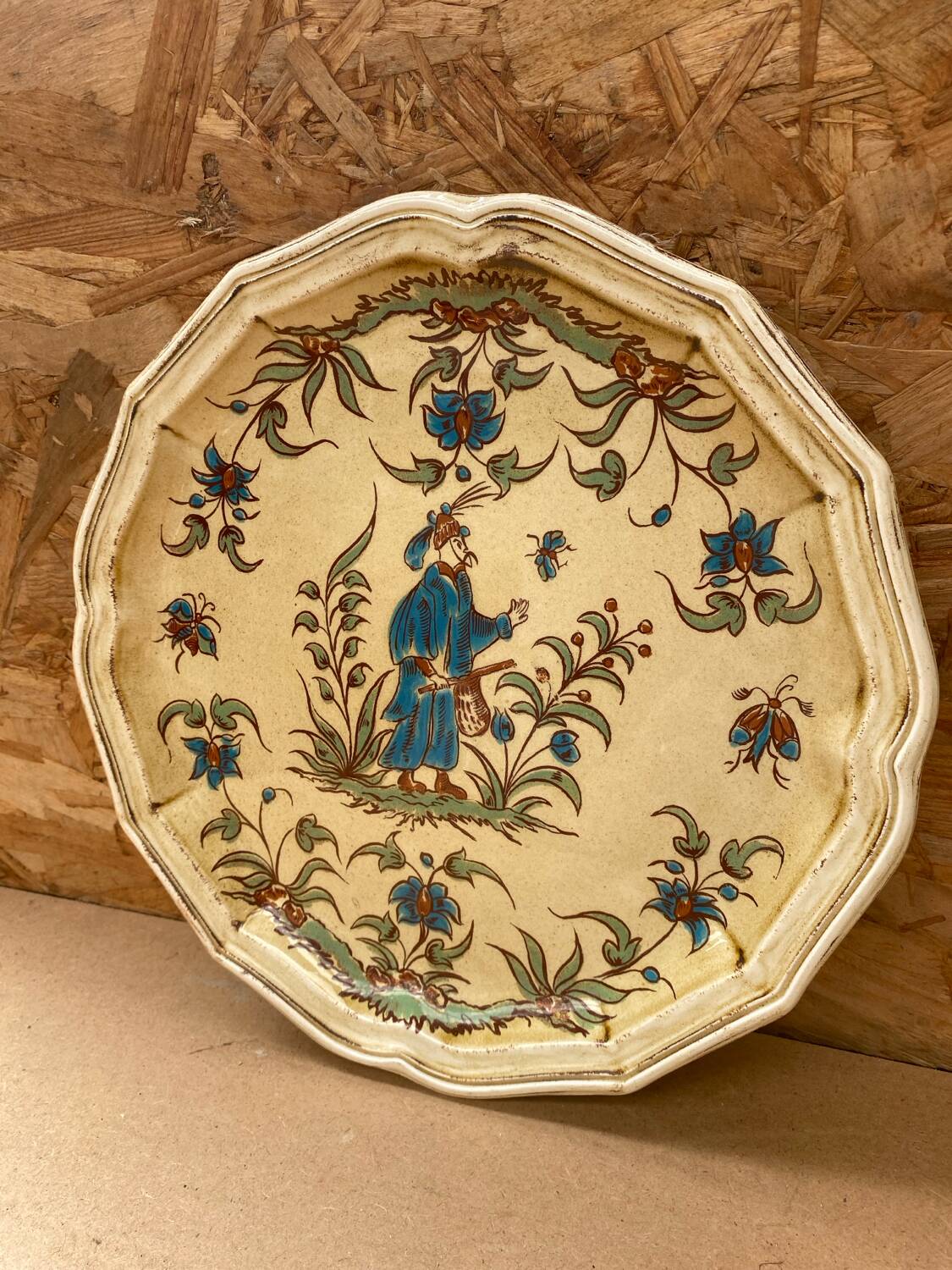 Old Plate MOUSTIERS Salins Ceramic Decor Old Vintage #B196