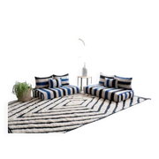 Handmade Moroccan blue and black floor cushion 120x70cm
