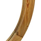 Vintage 70s round pine mirror Swedish design