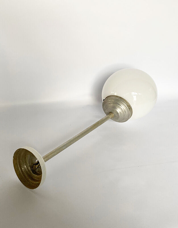 Metal and opaline hanging lamp
