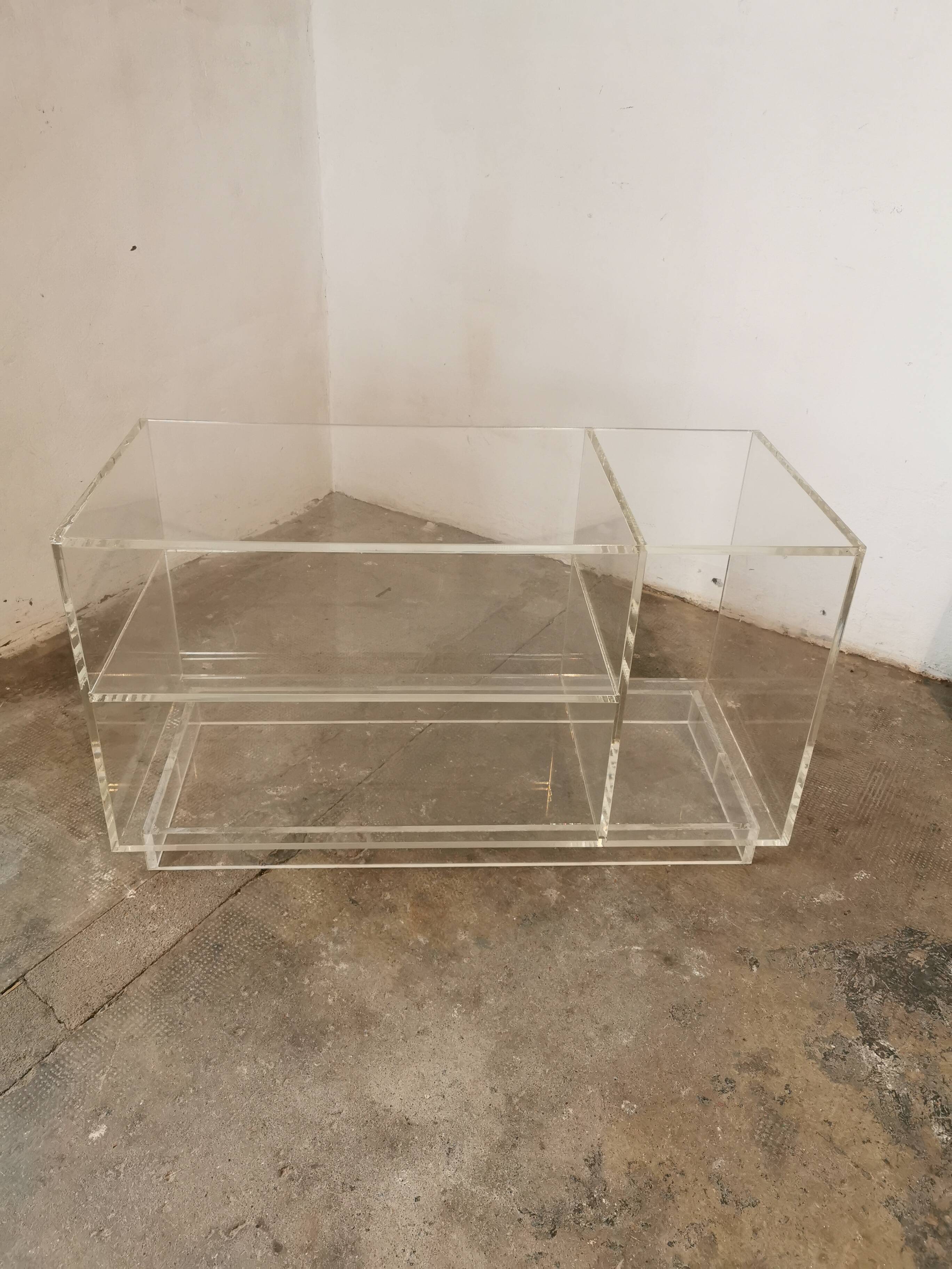 80s plexiglass hi-fi furniture shelf