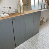 Factory blue patinated workshop furniture