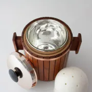 Vintage Danish Wood Ice Bucket with Copper Details, 1960's