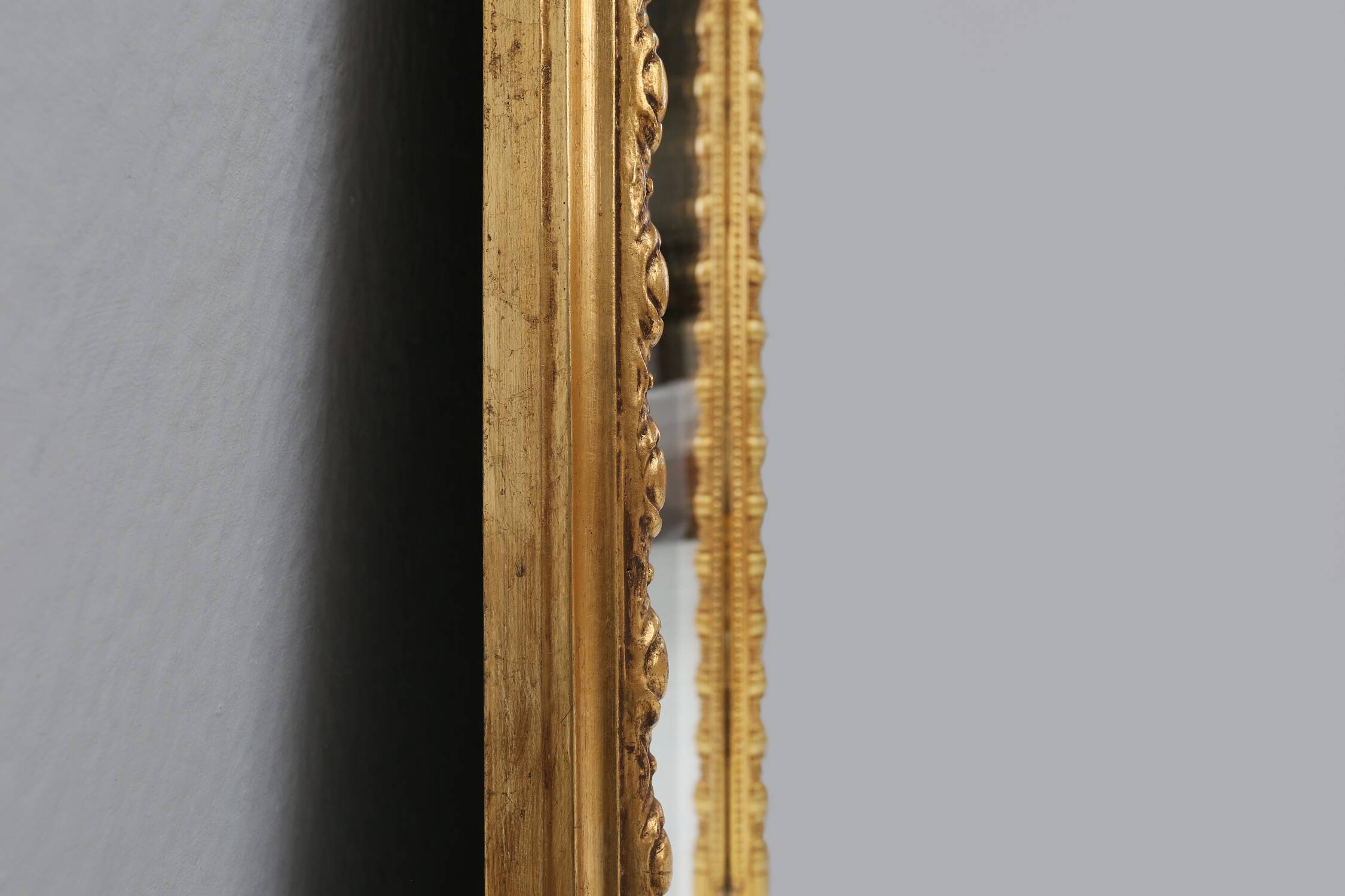Large French antique gilt wooden chimney mirror, ca 1890