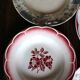 6 deep plates Marsac red Digoin Terre de fer green