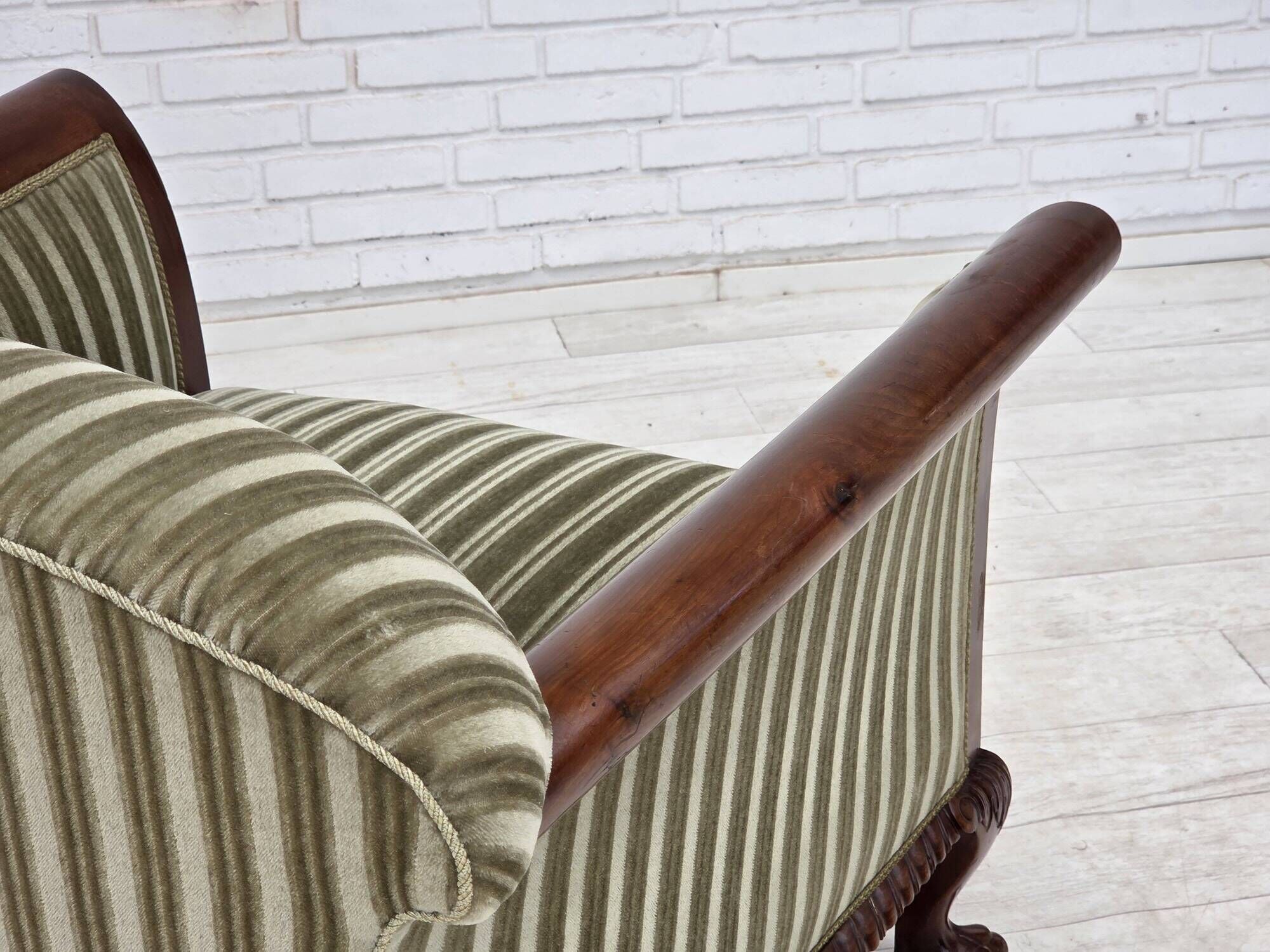 1950s, Danish armchair, furniture velour, teak wood.