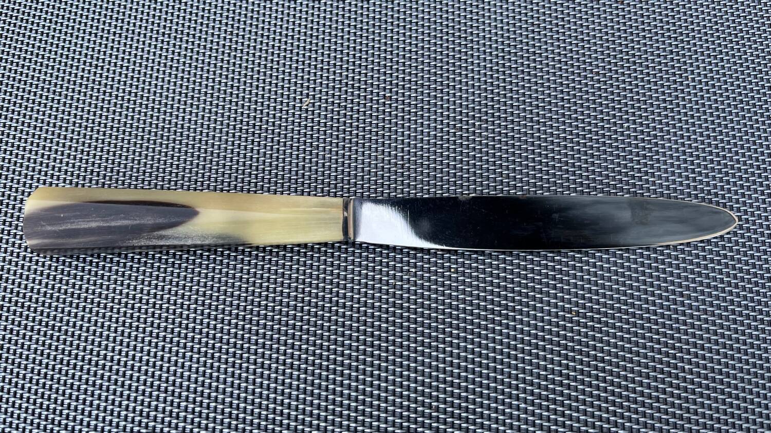 Box of 12 table knives and 12 vintage cheese knives