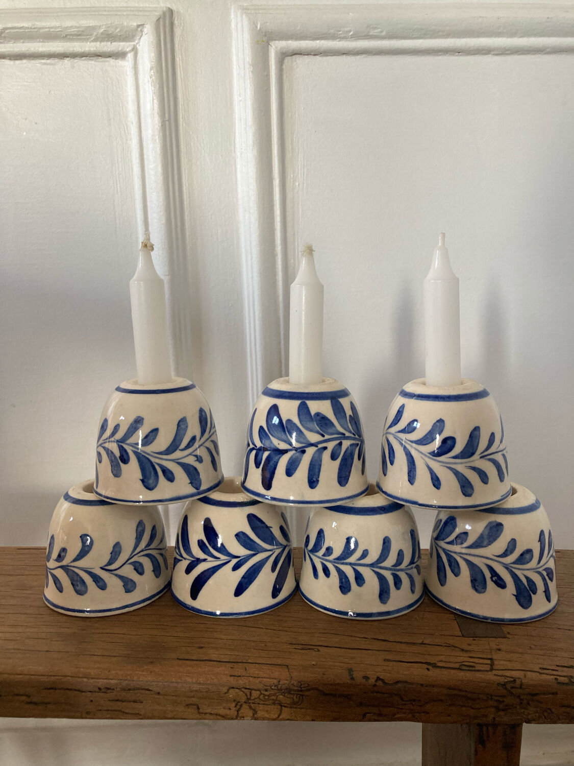 Set of 7 ceramic candle holders