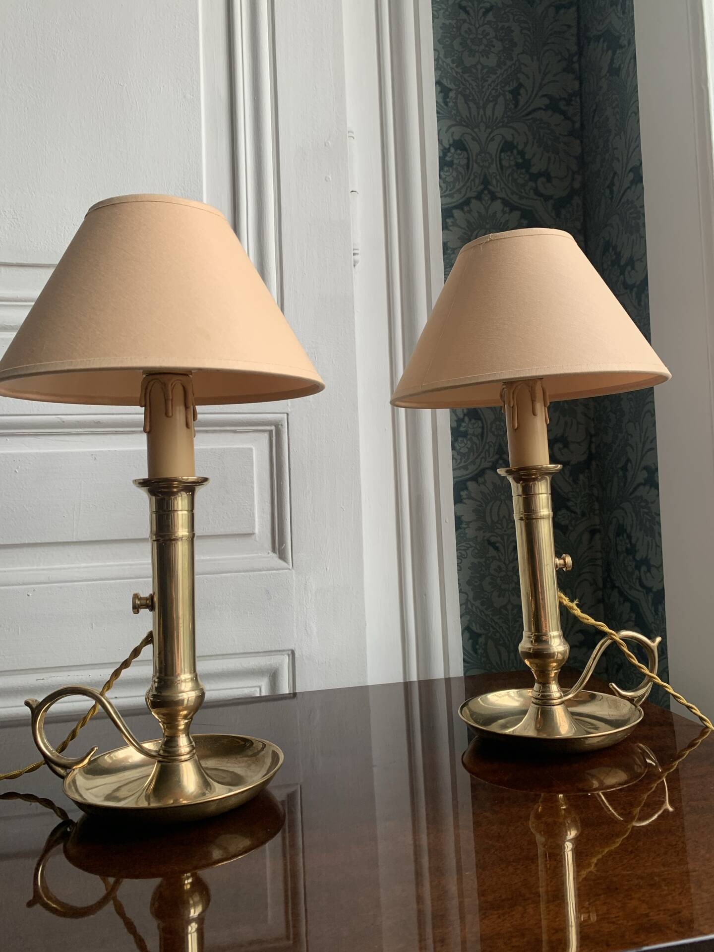 Paire de lampes bougeoirs