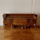 Old large Art Deco wooden coat rack with mirror