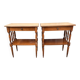 Pair of bedside tables or double-top wooden turned side tables Sty