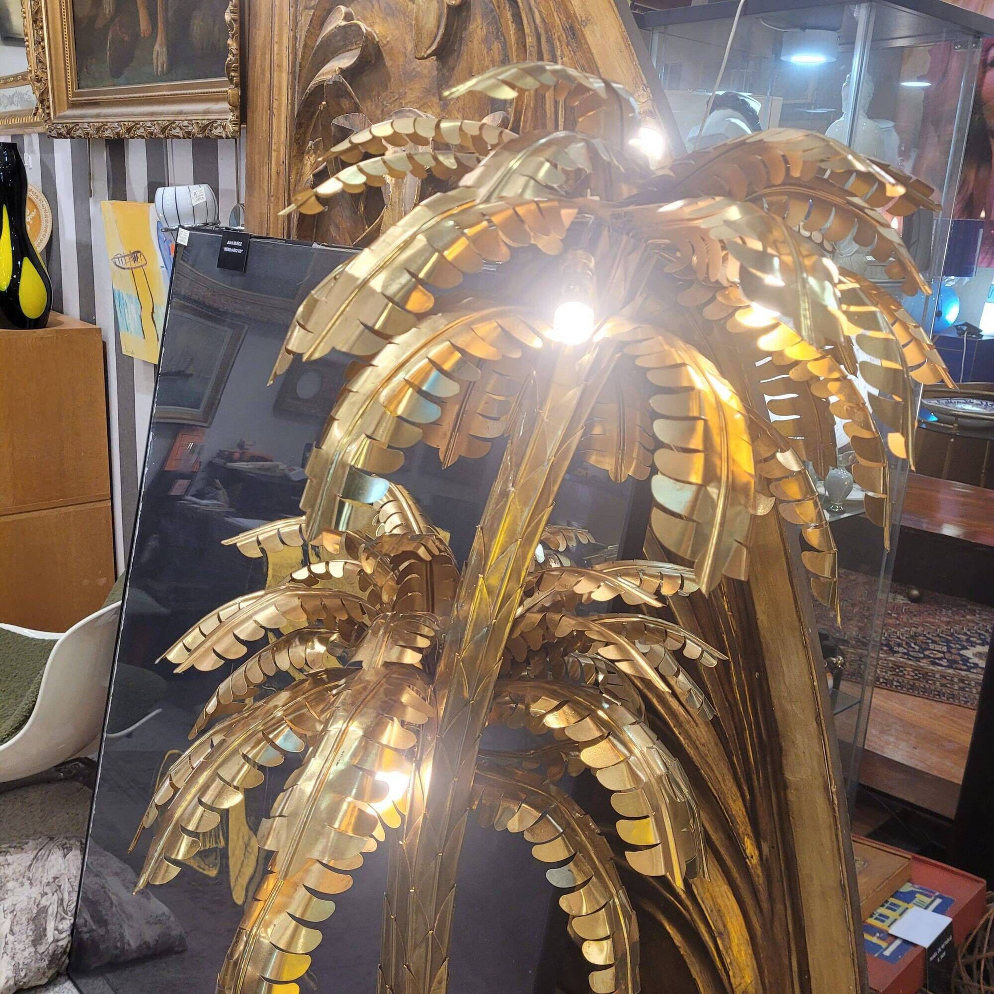 "Palm Trees" floor lamp, Christian Techoueyres for Maison Jansen, gilded brass, 1970s – France